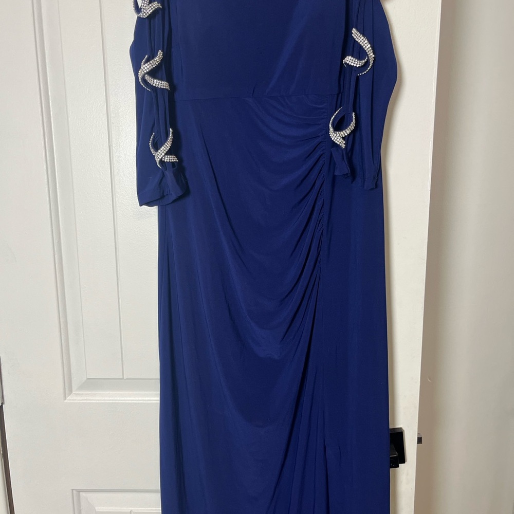 MSK Royal Blue Long Sleeve Dress with Silver Accents